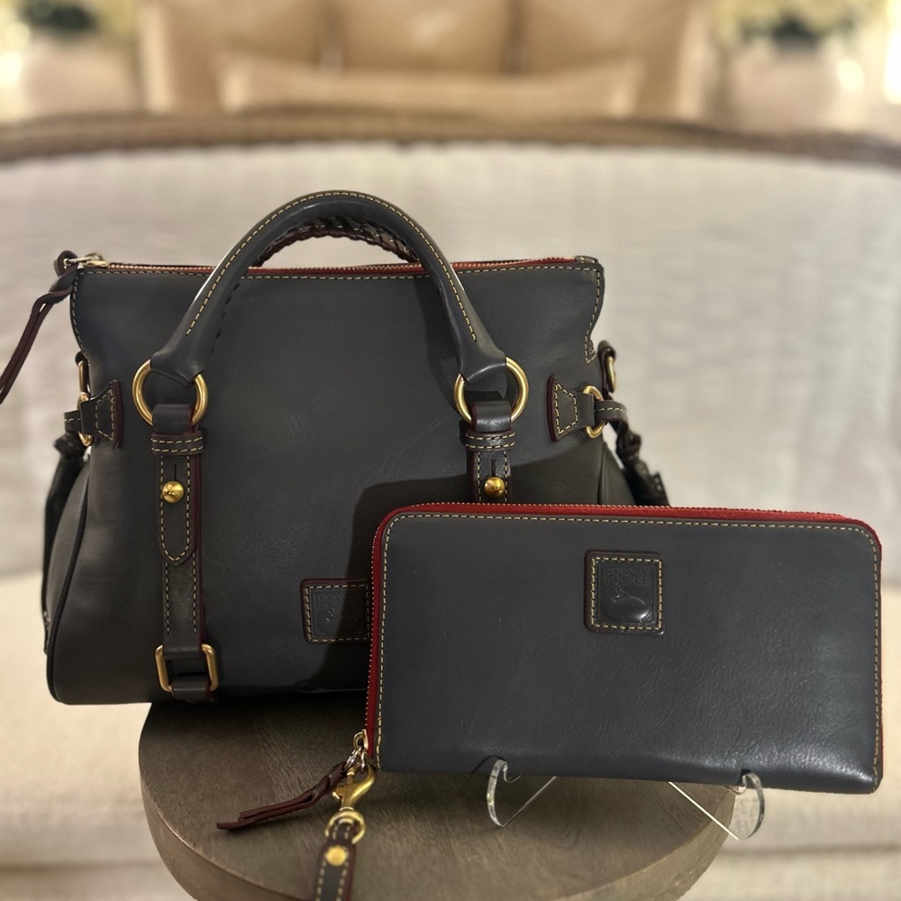 Dooney and Bourke Florentine Mini Satchel with Wallet/Wristlet STEEL BLUE